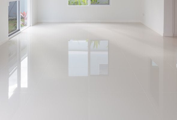 Restored polished floor surface inside a modern villa